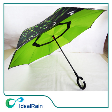 Newest design creative windproof double Layer graphic inverted umbrella
