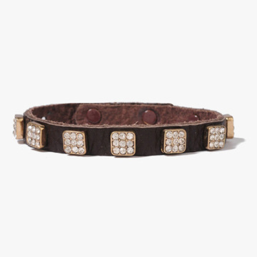 Sherry leather bracelet with bright CZ diamond