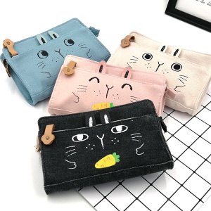 Custom cute rabbit style canvas pencil bag