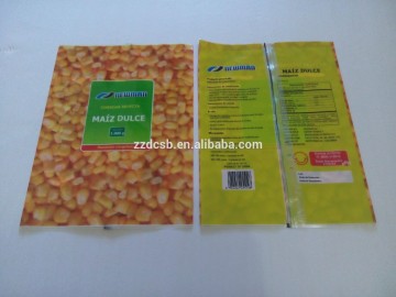 Back Center Sealed Frozen Food Packaging Bag For Corn