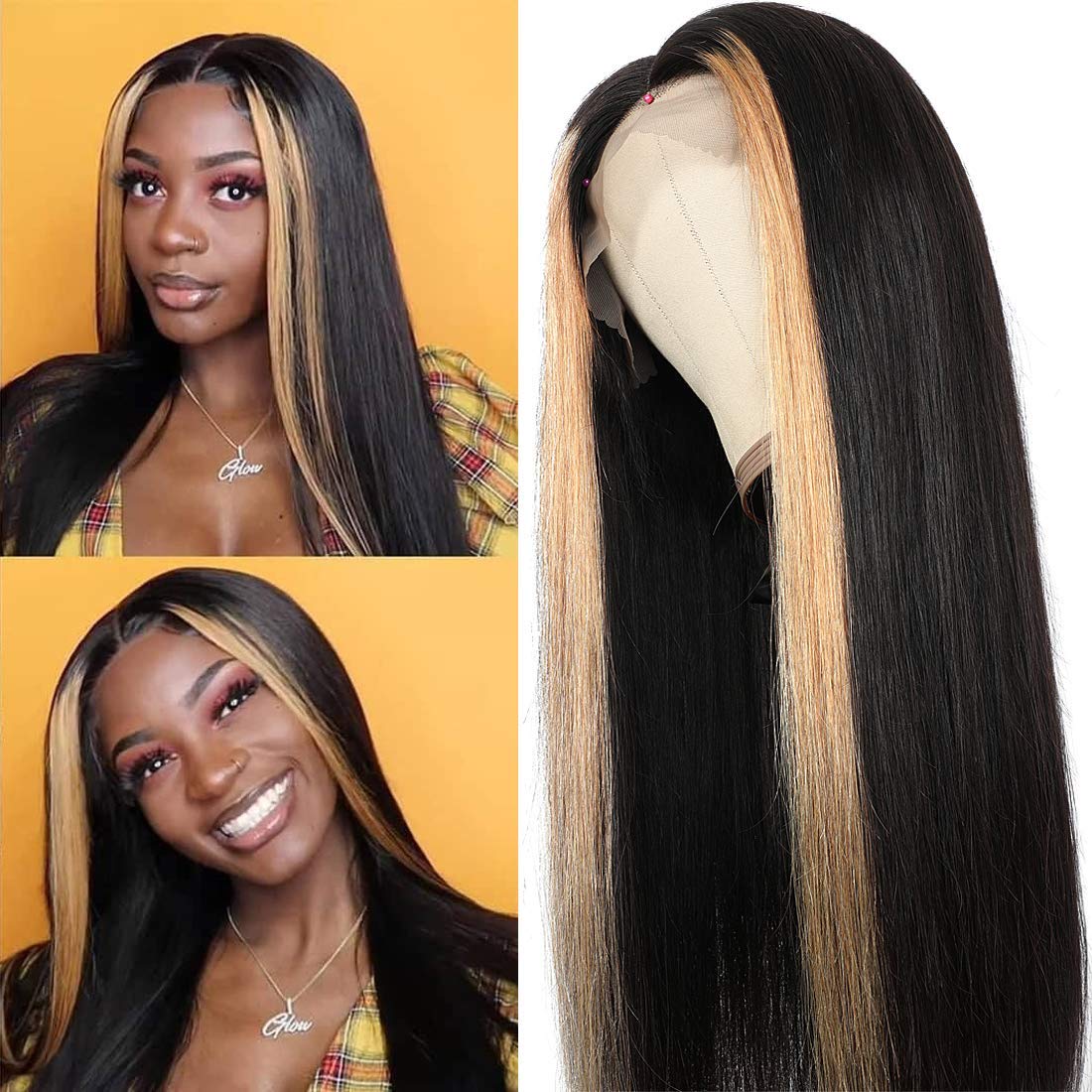 China Xuchang Indian Straight Human Hair Wigs Pre Colored Highlight, High Quality Good Reviews Indian Hair Lace Front Wigs
