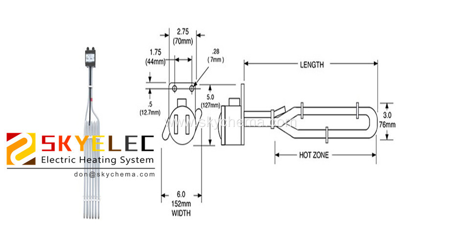 PTEF Single/Three Element Over-The-Side Tubular Heaters