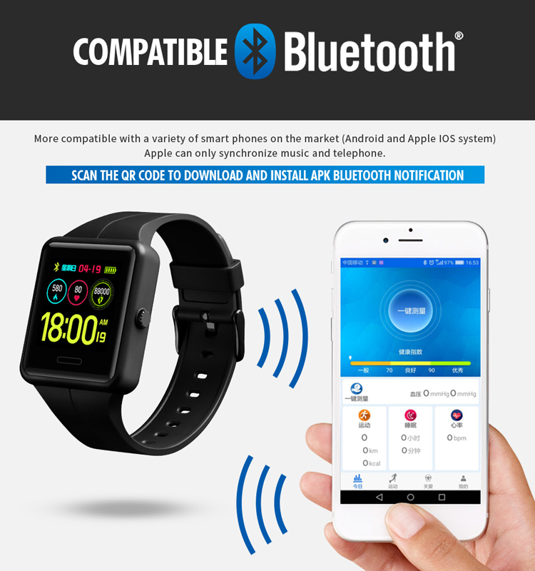 30 meters waterproof skmei 1525 smart watch 2019 heart rate blood bressure