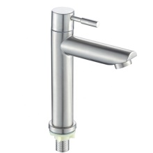 Brushed Nickel Stainless Steel Basin Faucet Tap - Single Lever Cold Water