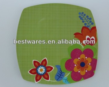 wholesale flower pattern melamine square dinner plates