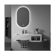 Modern Wall-Mounted Bathroom Vanity Cabinets with Mirrored Basins