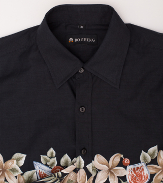 Men's Fashion Printing Turn Down Collar Blouse