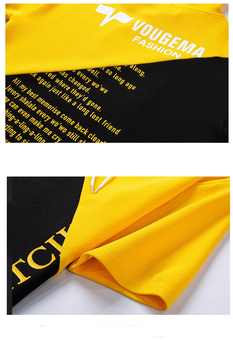 Loose Casual Hooded Round Neck Stitching Half-Sleeve Hoodie