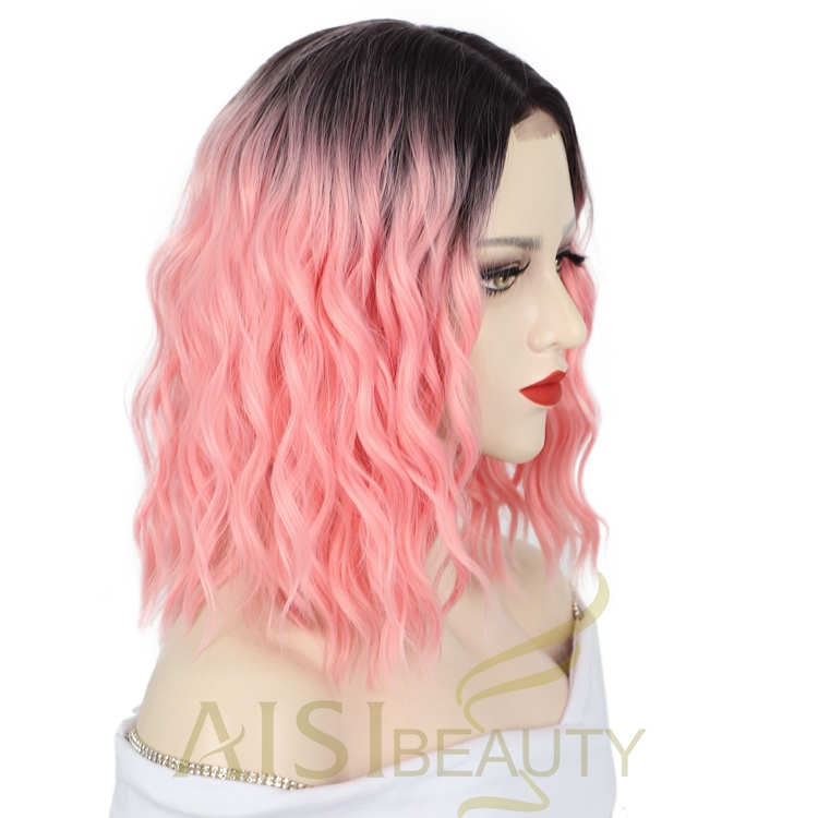 Aisi Beauty Ombre Pre Plucked Deep Wave Wholesale For Women Heat Resistant Short Bob Cut Wigs Lace Front Synthetic