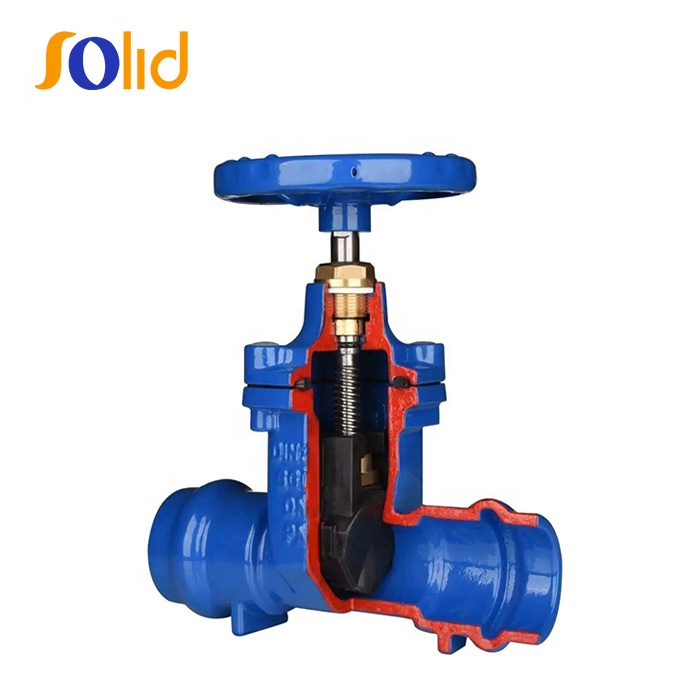 DIN3352 Hand Wheel Ductile Iron Double Socket End Gate Valve for PVC Pipes