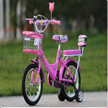 A beautiful girl kid bike with a mirror