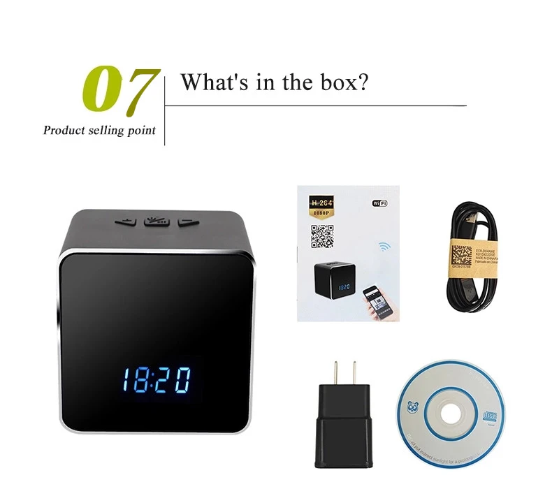 4K/2K/1080P P2p IR Night Vision WiFi Hidden Bluetooth Alarm Clock Camera with Mirror Function