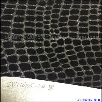 PU Leather Glitterlace with Flocking, Flocking Fabric for Shoes & Upholstery