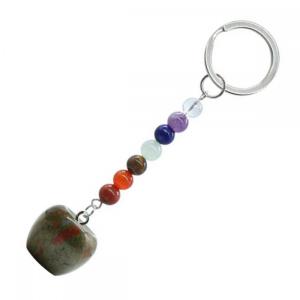 Porte-clés de pendentif de pomme de pierre précieuse de 20 mm unkite avec 7 chakra chaîne