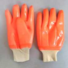 Guante de mano de obra de PVC fluorescente Guante abrigado