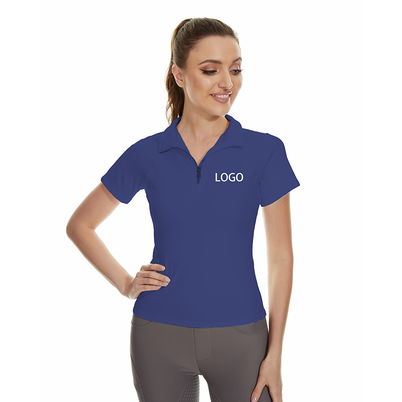 Wholsale Zipper Equestrian Tops for Women Short Sleeve