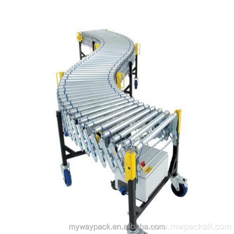 Stainless steel Motorized Flexible Extendable Roller Conveyor for industry