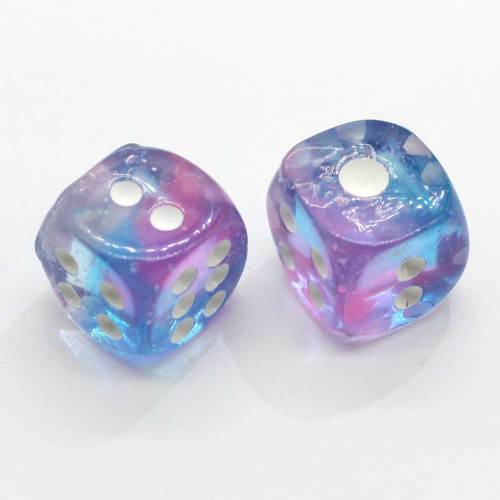 17mm Gradient Color 3D Miniature Figurines Resin Dice Charm For DIY Earring Pendants Making Accessories Charms 14mm