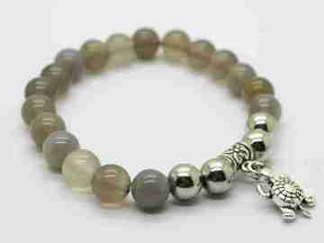 Natural Grey Agate Bracelet Gemstone jewelry alloy pendants