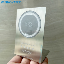 Custom Google Social Media Metal NFC Review Card Stand for Factories
