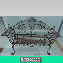 Ancient Curved Metal Garden Bench with Handle