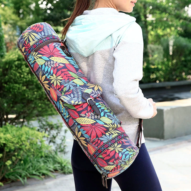 Wholesale Custom Large Capacity Printed Canvas Sling Yoga Mat Bags for Large Yoga Mats Bag