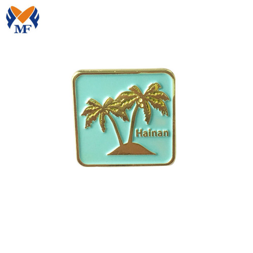 Pin Lapel Logam Enamel Segi Enam Pokok Kelapa Tersuai