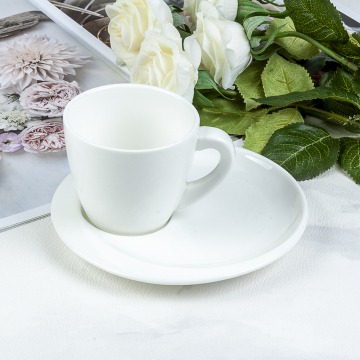 Porcelain White Cappuccino Cup and Saucer Set with Plates