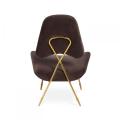 Moderner Rosegold Metallpolsterer Maxime Lounge Stuhl