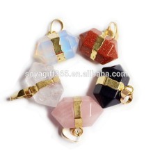 Mixed Bullet Gemstone Beads Hexagon Prism Crystal Pendant