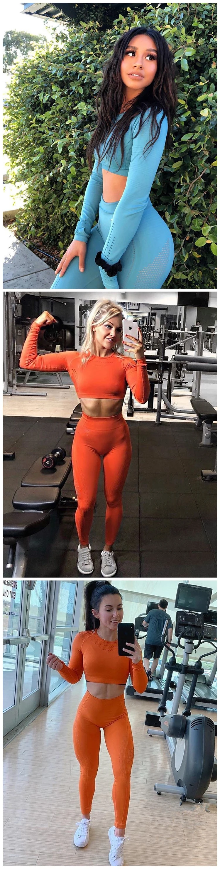 Women Sexy Seamless Nylon Sports Gym Wear Yoga Outfits Running High Waisted Fitness Yoga Gym Wear for Women