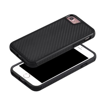 carbon fiber phone case for iphone 7, 2 in 1 tpu pc back case