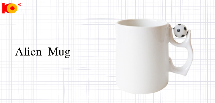 11oz Unique design Customized handle White shaped ceramic Sublimation coffee ceramic mug