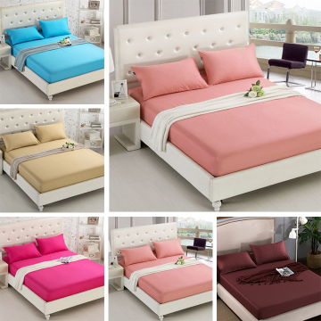 1PCS Fitted Sheet Solid Color Bed Sheets With Elastic Band Double Queen Size 160cm*200cm Mattress Cover 100% Polyester