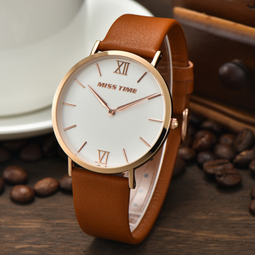 classic steel indexes dials leather quartz watch