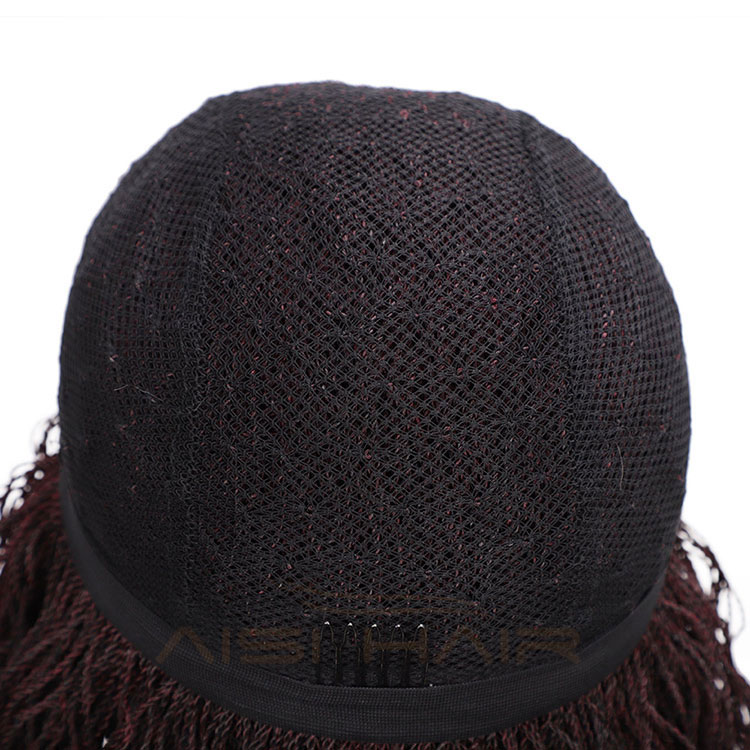 Aisi Hair Ombre Wine Red Lace Front Long Braided Wigs For Women Senegalese Twist Braided Lace Front  Synthetic Long Wavy Wigs
