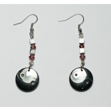 Hematite Earring with silver color finding