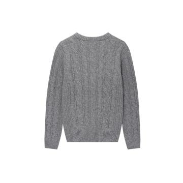 Men's Knitted Crew-Neck Cable Pullover Acrylic/Wool Sweater