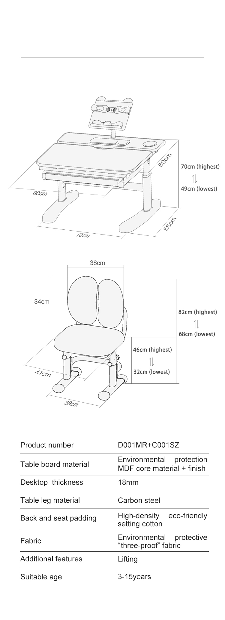 study table with shelf
