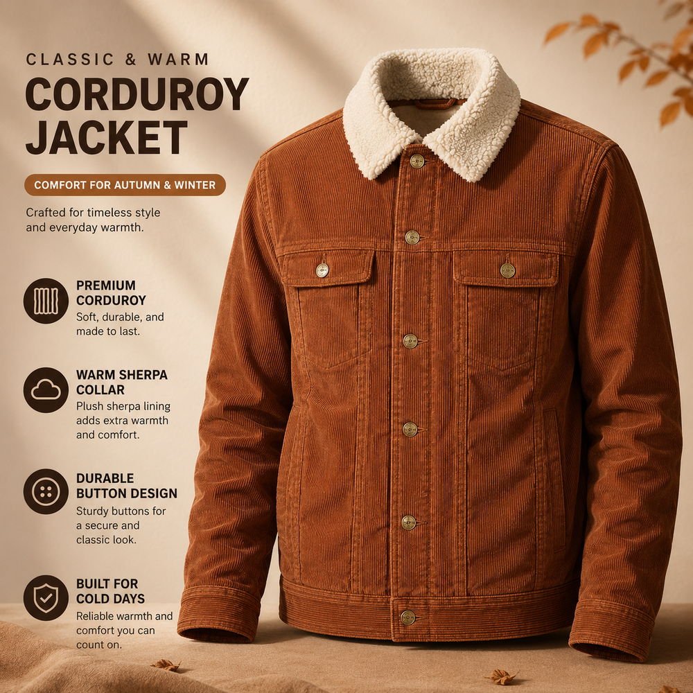 Винтажная мужская рабочая куртка из шерпа с флисовым воротником Vintage Men's Sherpa Fleece Collar Workwear Jacket