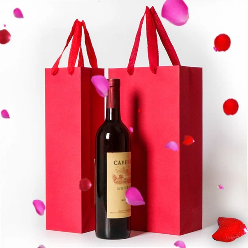 Fine Wine Paper Tote Bag Champagne Solid and Durable Handbag Gift Jewelry Perfume Boxes