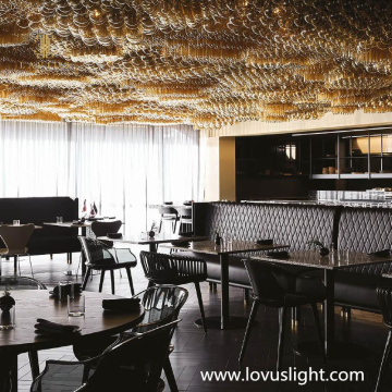 Golden yellow creative project restaurant ceiling chandelier decorative lighting ceiling chandelier