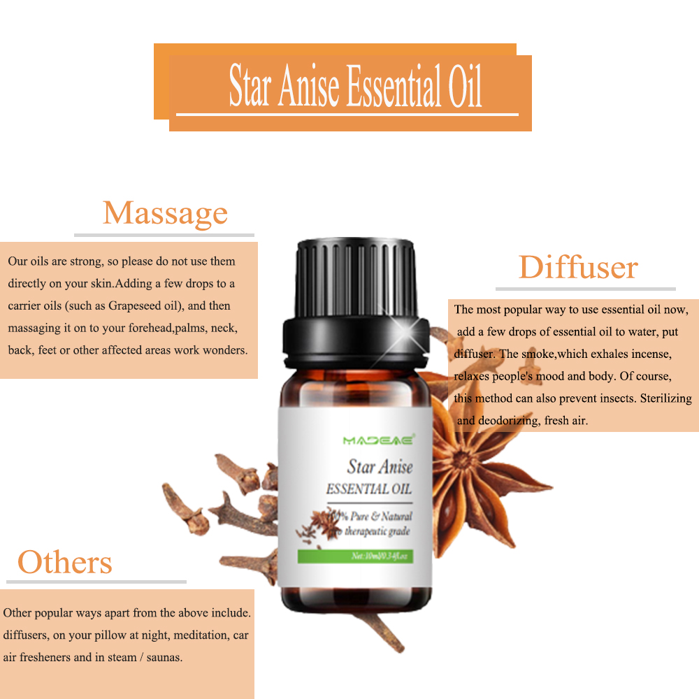 ANISE ESENTE ESENTE DE ACUERO ESENCIAL DE ALISE STAR SOLUBLE para condimento aromático del difusor