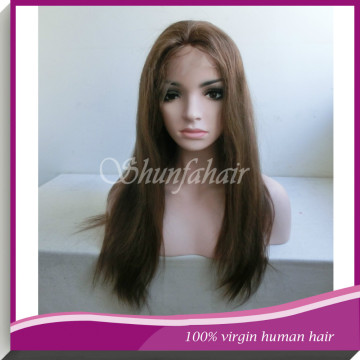 Virgin chinese hair wig,long brown straight hair wig,lace wig women