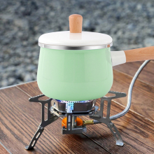 Camping Pot Set with Wood Handle Turkish Enamel Milk Pot
