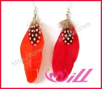 Beautiful Red Feather Earrings In Stock New Design Feather Earring