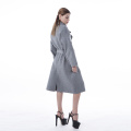 Haze grey lapel belt cashmere coat