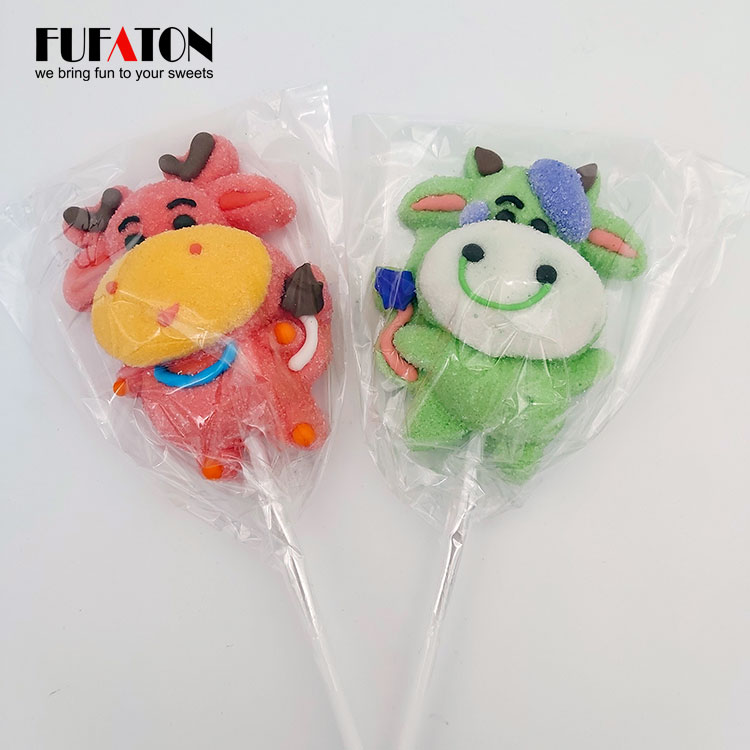 Animated yummy bee shaped marshmallow candy lollipop
