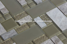 Glass stone modular random mix mosaic tiles sheet for wall tile