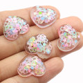 100 sztuk serce z żywicy Cabochon Kawaii cekinami serce z żywicy Flatback zdobienie akcesoria DIY Scrapbooking rzemiosło dekoracji